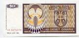 Bosnien-Herzegowina, 10 Dinara 1992, Geldschein Banknote UNC