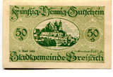 Baden, 50 Pf 1.6.1920, Breisach - Stadt, 2 winzige Löchlein (fabrikationsbedingt), sonst UN