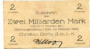 2 Mrd. Mark Oktober 1923, Schlesien, Oberlangenbielau - Christian Dierig G.m.b.H., ss