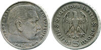 Deutsches Reich - Drittes Reich, 5 Reichsmark Hindenburg ohne Hakenkreuz, -