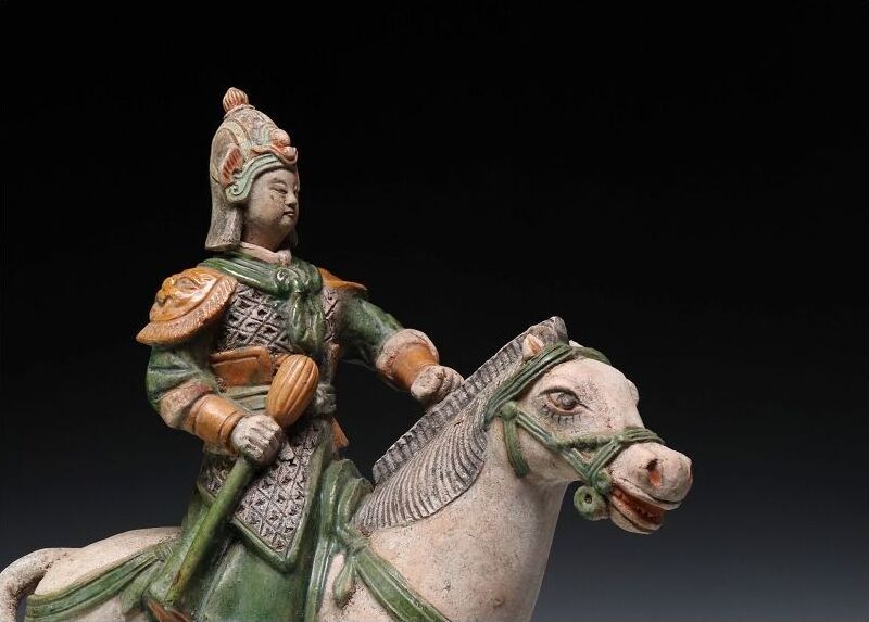 Asian art XXXL 55 cm tall Chinese Tomb pottery Horseman Ming