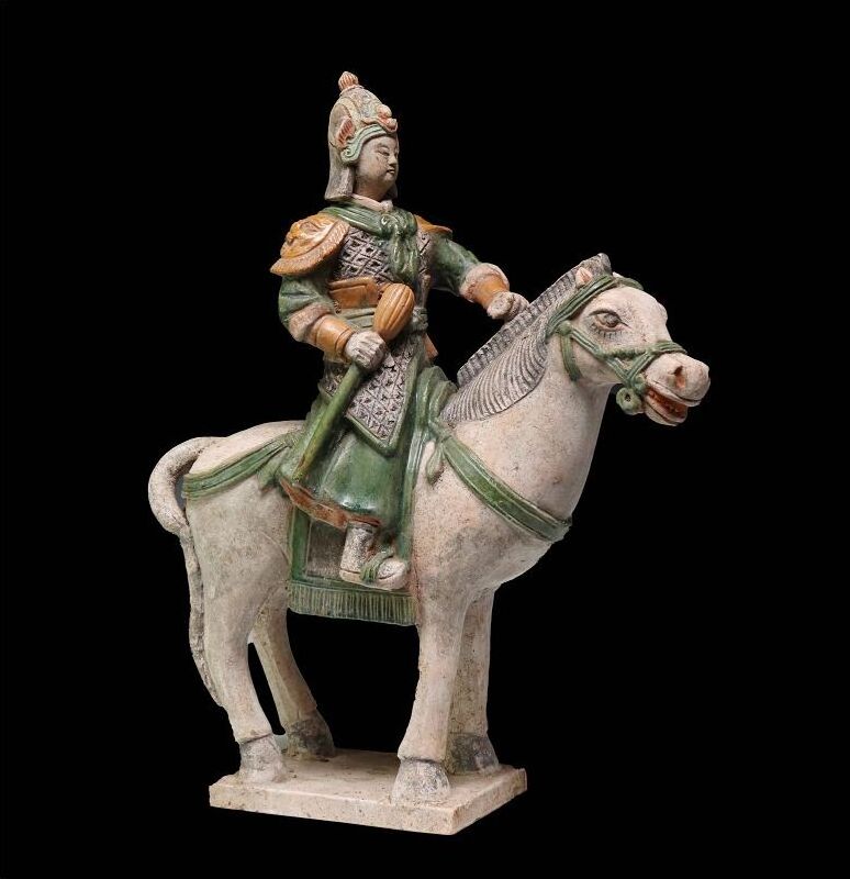 Asian art XXXL 55 cm tall Chinese Tomb pottery Horseman Ming