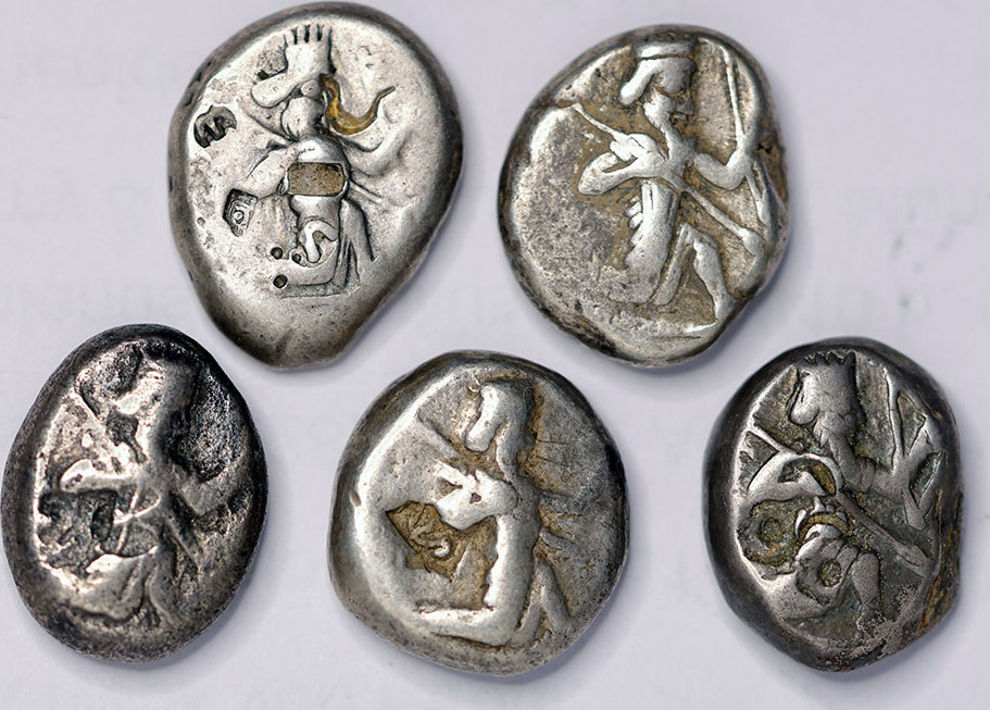 Ancient coins Greek coins Study group of 5 choice AR silver