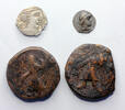 Ancient coins Ancient Greece: lot of 4 Indo greek, bactrian and scythian silver and bronze coins -