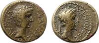 Ancient coins Roman Provincial. Lovely bronze portrait coin of Augustus & Rhoemetalces I Thrace -