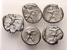 Ancient coins greek coins. Lot of 5 PAMPHYLIA, Aspendos. Circa 400-380 BC. AR Staters - F-VF -