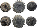 Ancient coins SELEUKID EMPIRE: Lot of three choice bronze coins, incl. Tryphon and Elephant! -