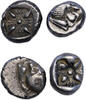 Ancient coins Greek coins: Pair of archaic period Ionian AR silver diobols, VF -
