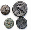 Ancient coins Greek coins: Interesting lot of rare archaic billon coin and 3 nice bronze coins -