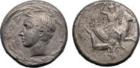 Ancient coins Greek coins: SICILY, Gela. very rare silver AR Didrachm w Rivergod Gelas 425-420 BC. -