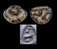 Ancient art Triangular serpentine stamp seal w handle, Neo-Hittite 1200-800 BC -