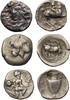 Ancient coins Greek coins: Lot of three nice AR silver fractions, Thasos, Larissa, Sybaris - RR! -
