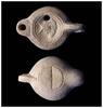 Ancient art Scarce Roman pottery lamp with Luna and makers name, 2nd. cent. AD -