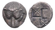 Ancient coins Greek coins: Pantikapaion. Circa 450-438/7 BC. AR Diobol - Lion / Swastika - Gem! -