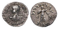 Ancient coins BAKTRIA, Indo-Greek Kingdom. Menander I Soter. Circa 155-130 BC. AR Drachm - heroic bust -