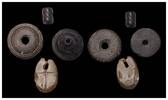 Ancient art  Nice lot of two stone Spindle whorls, cylinder seal and amu... 184.99 US$  +  46.25 US$ shipping