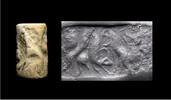 Ancient art Rare stone cylinder seal w Elephant, lion and Gazelle, Pre-dynastic! -
