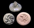 Ancient art Large round stamp seal w handle, Ubaid period Western Mesopotamia -