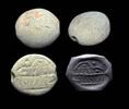 Ancient art Massive oval gable seal in green stone, Mesopotamia 4th. mill. BC -