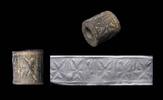 Ancient art Thick Uruk period cylinder seal, Mesopotamia, 4th. mill. BC -