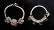 Ancient art Two silver / bronze temple rings, Viking period, 800-1000 AD -