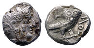 Ancient coins ARABIA, Southern. Saba'. Late 4thâmid 2nd centuries BC. AR heavy silver Drachm w owl -