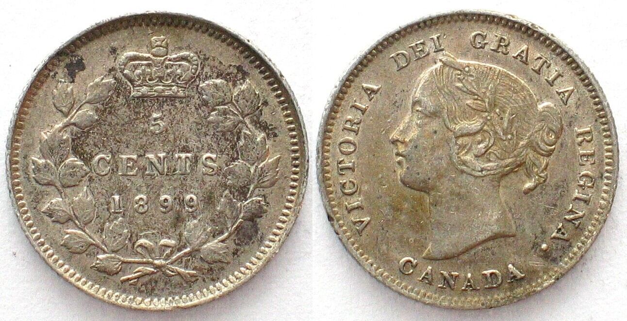 Kanada CANADA 5 Cents 1899 VICTORIA silver AU!