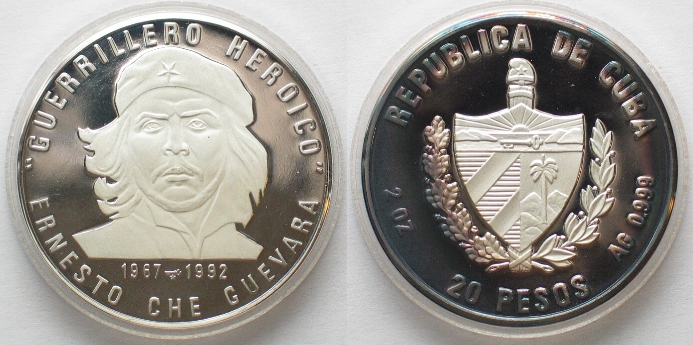 Kuba CUBA 20 Pesos 1992 ERNESTO CHE GUEVARA silver 2 oz RARE!!! Proof ...