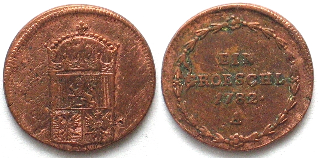 Haus Habsburg BOHEMIA Groeschl 1782 A JOSEF II copper XF! EF