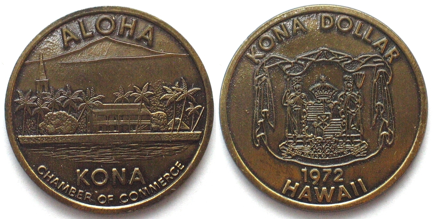 HAWAII Dollar 1972 KONA Chamber of Commerce bronze UNC Русские монеты