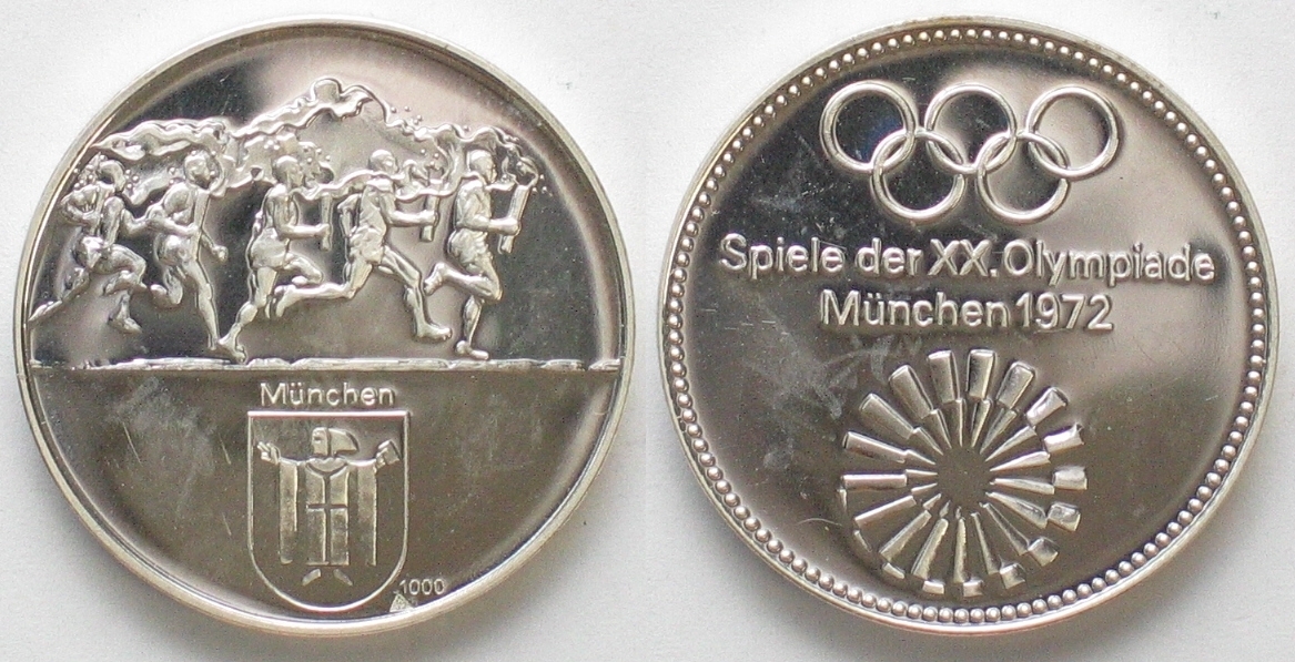 Deutschland Medaillen Olympic Games Munich Official Silver Medal Mm Proof