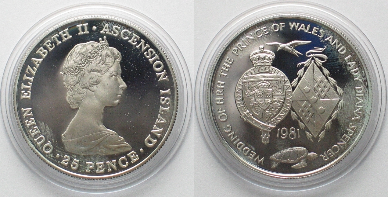 ASCENSION IS 25 Pence 1981 CHARLES DIANA Silver Proof MA Shops ascension-is-25-pence-1981-charles-diana-silver-proof-ma-shops