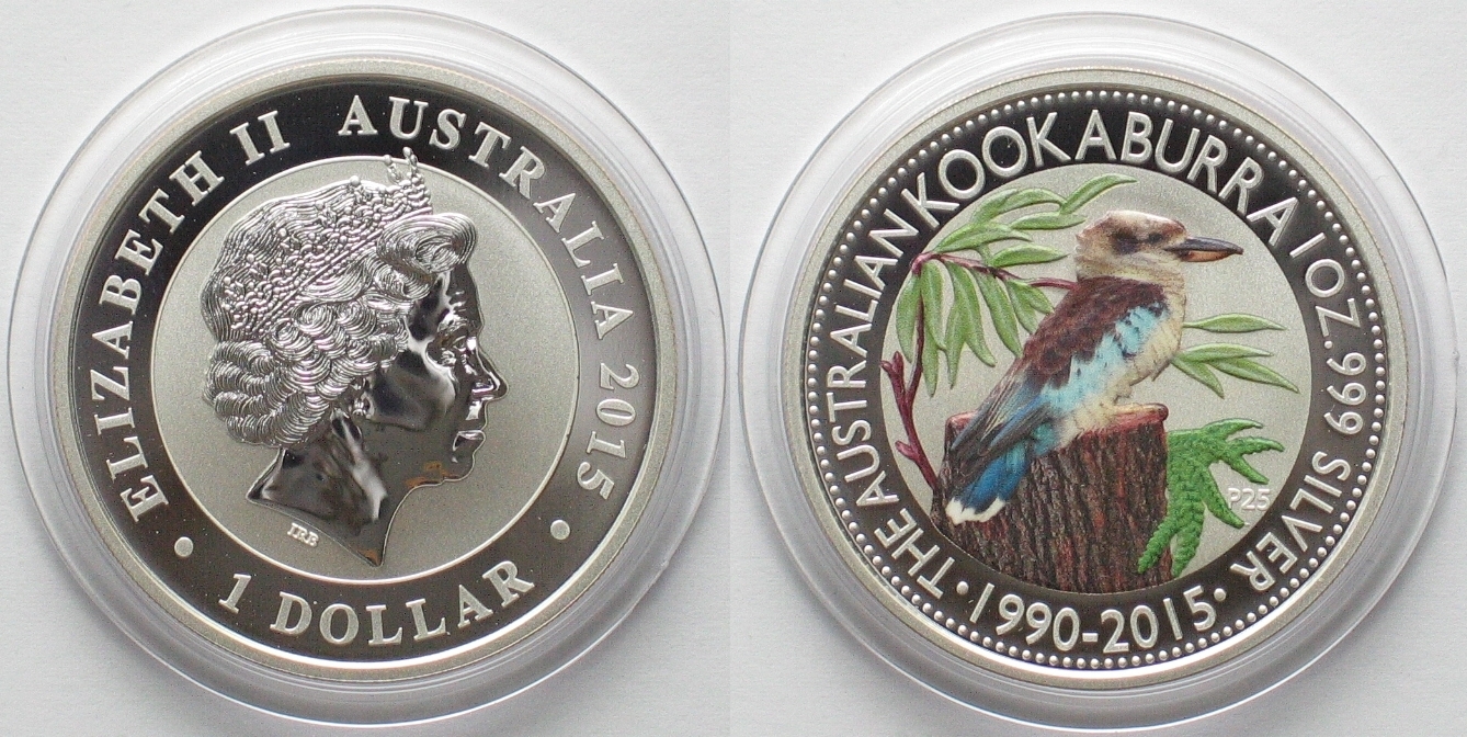 Australien AUSTRALIAN KOOKABURRA 1 $ 2015 WMF silver 1 oz COLORED