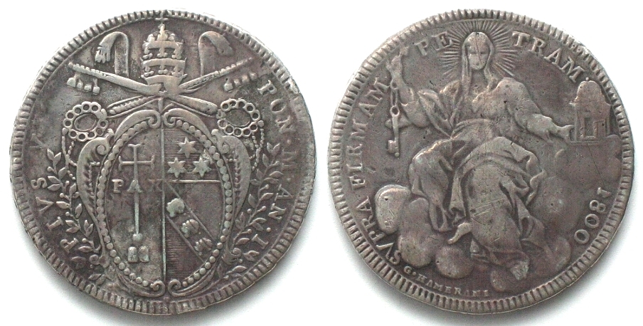 Vatikan PAPAL STATES. Scudo 1800, A. I, Pius VII, silver, VF Русские ...
