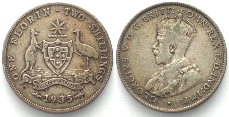 Australien AUSTRALIA. Florin 1935, George V, silver, VF+ | MA-Shops