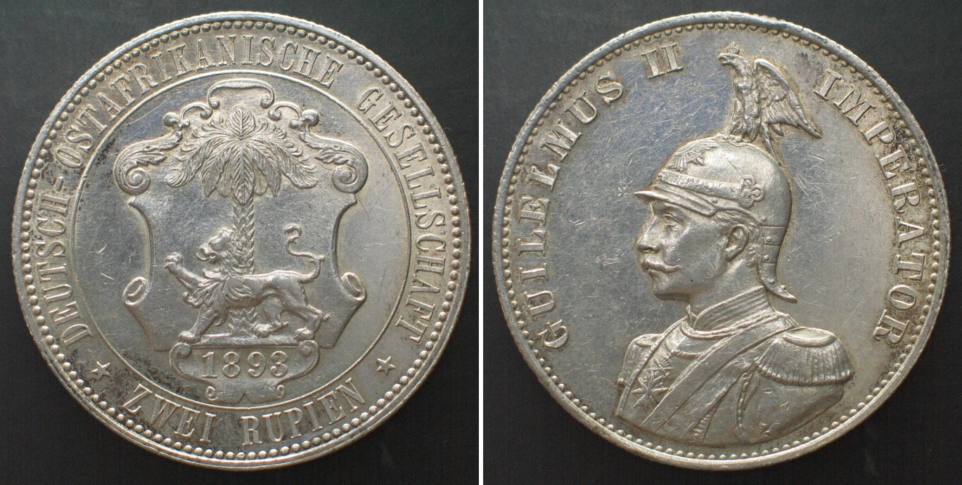 Deutsch-Ostafrika GERMAN EAST AFRICA. 2 Rupien 1893, WILHELM II