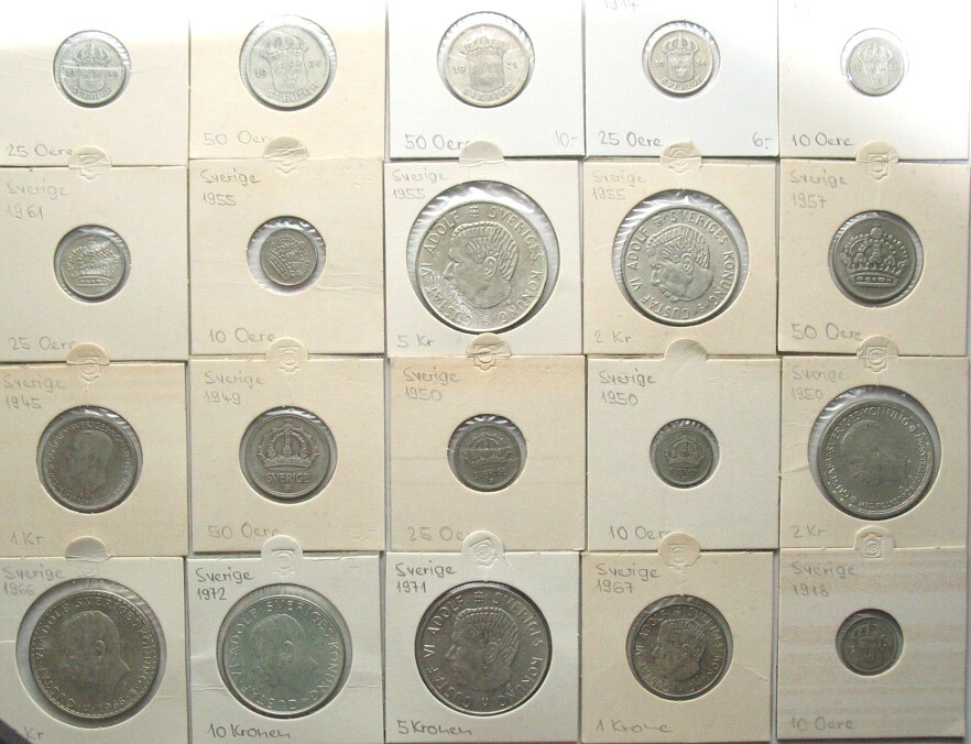 Schweden SWEDEN Collection of 20 silver coins 1911-1972, many in top  condition!