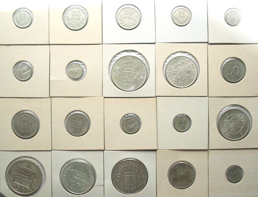 Schweden SWEDEN Collection of 20 silver coins 1911-1972, many in