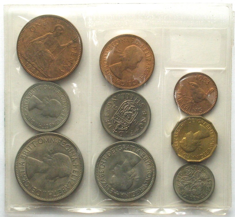 England 1953 ELIZABETH II CORONATION BU MINT SET, 9 coins SCARCE! | MA ...