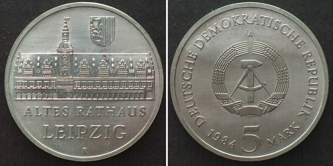 Deutschland DDR GERMAN DEMOCRATIC REPUBLIC Coin cover 5 Mark 1984 OLD