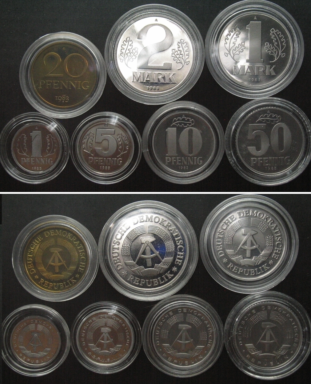 Deutschland DDR GERMAN DEMOCRATIC REPUBLIC 1983 PROOF SET, 7 coins