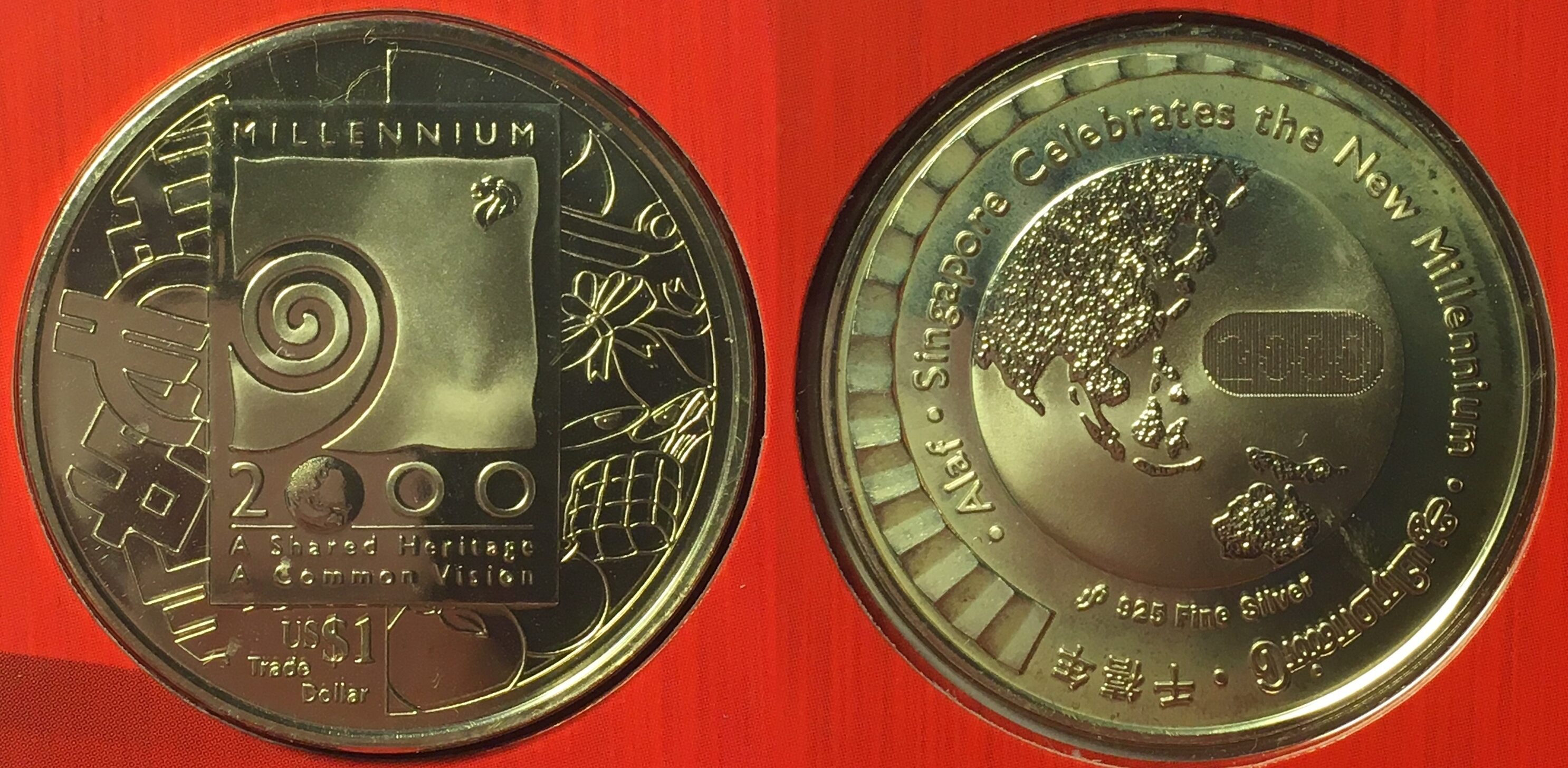 Singapur SINGAPORE Trade Dollar US 1 2000 MILLENNIUM Silver Proof RARE 