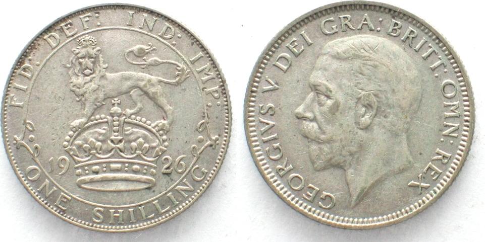 England GREAT BRITAIN Shilling 1926 GEORGE V silver XF! # 29751 EF | MA ...