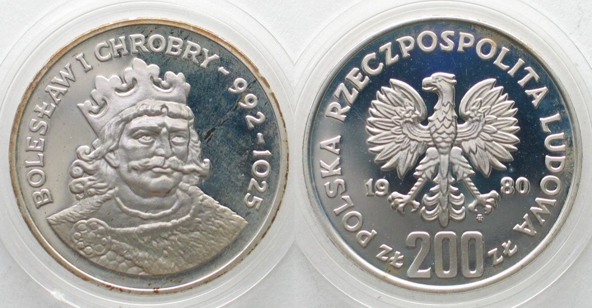 Polen POLAND 200 Zlotych 1980 BOLESLAW I CHROBRY silver Proof SCARCE