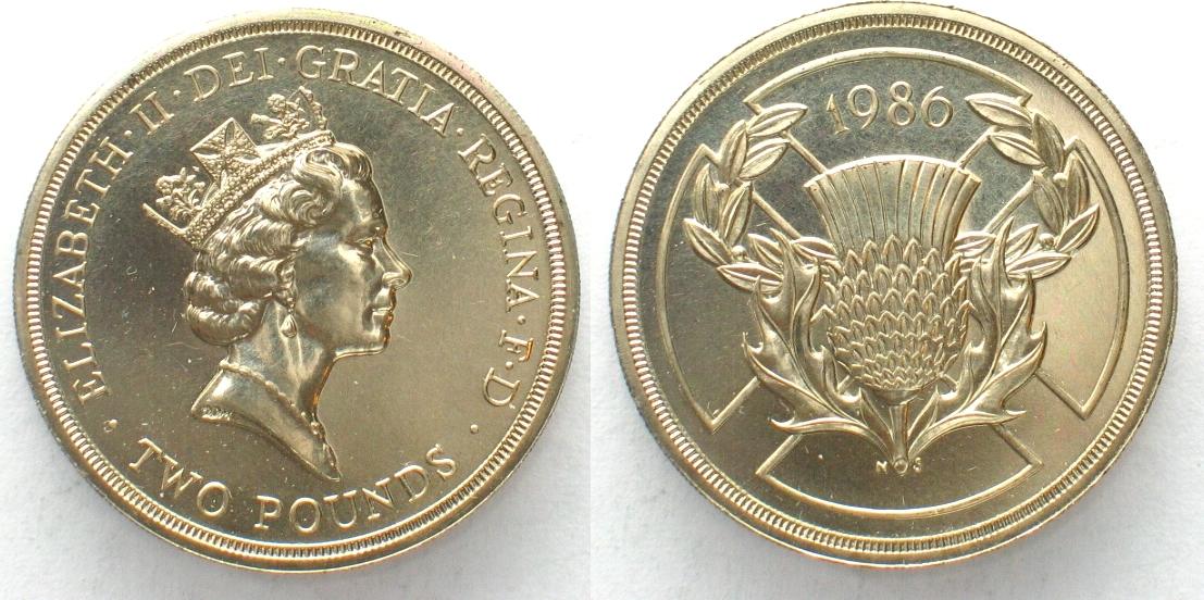 England GREAT BRITAIN 2 Pounds 1986 XIII COMMONWEALTH GAMES Ni-Bra ...