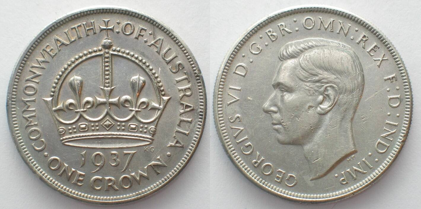 Australien AUSTRALIA Crown 1937 GEORGE VI silver XF EF | MA-Shops