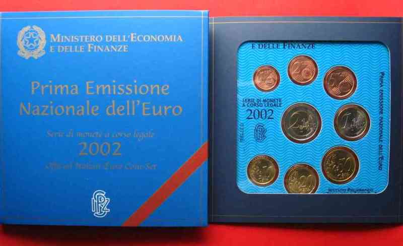 Italien ITALY BU MINT SET 2002 PRIMA EMISSIONE NAZIONALE DELL EURO # 47755  BU (MS65-70)