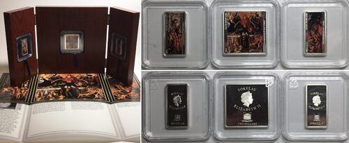 TOKELAU 4 $ Set 2013 The Last Judgment, Triptych by Memling, silver, colored Proof