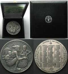 FAO  F.A.O. 1983 Silver Calendar Medal, PREVENTION OF FOOD LOSSES, RRR!!! UNC