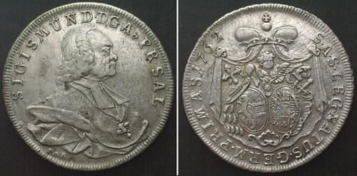 Salzburg, Erzbistum Konventionstaler SALZBURG Taler 1762, SIGISMUND CHRISTOPH v. SCHRATTENBACH Silbe
